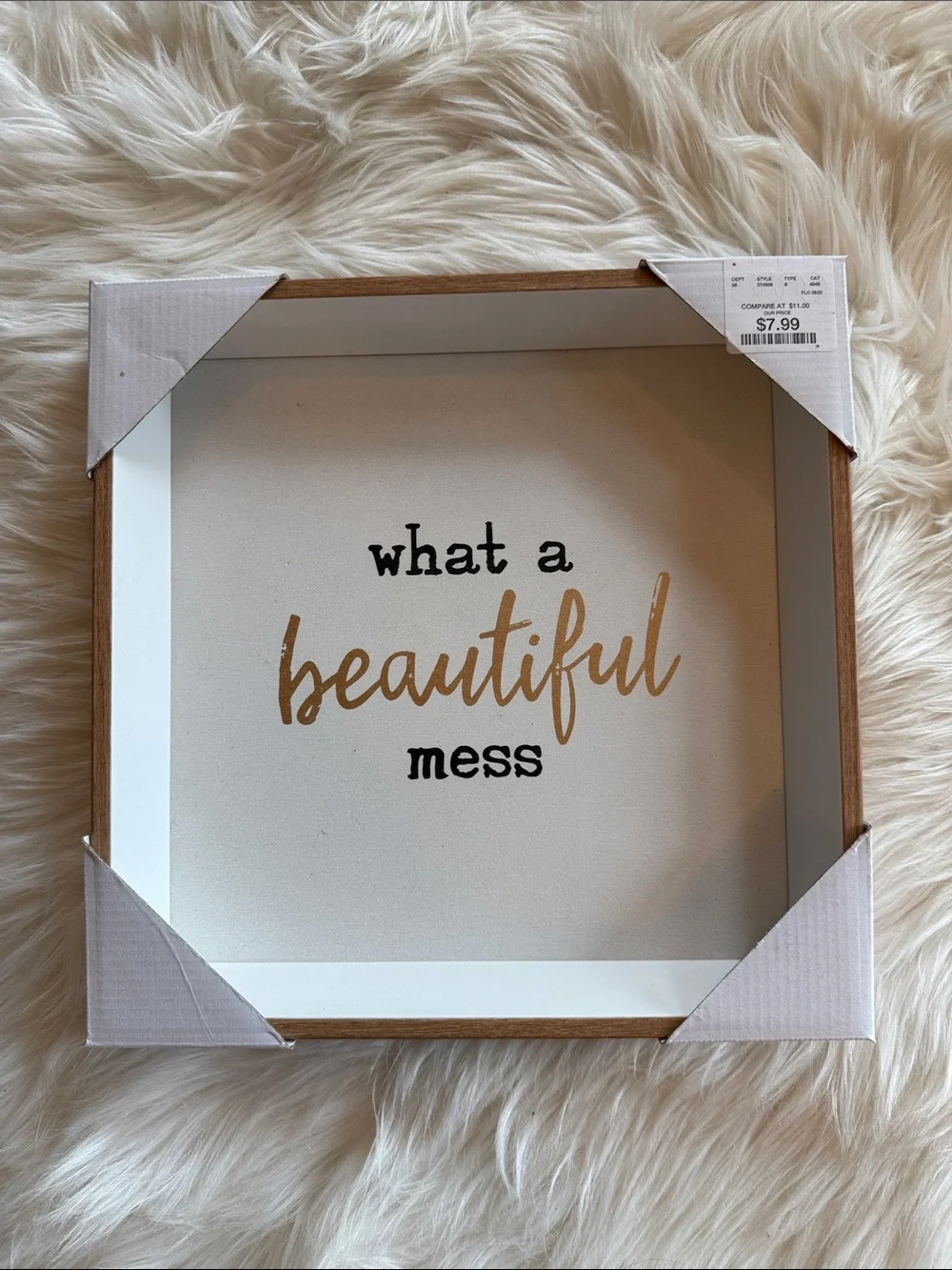 What a Beautiful Mess Wood Framed Wall Art - White and Gold